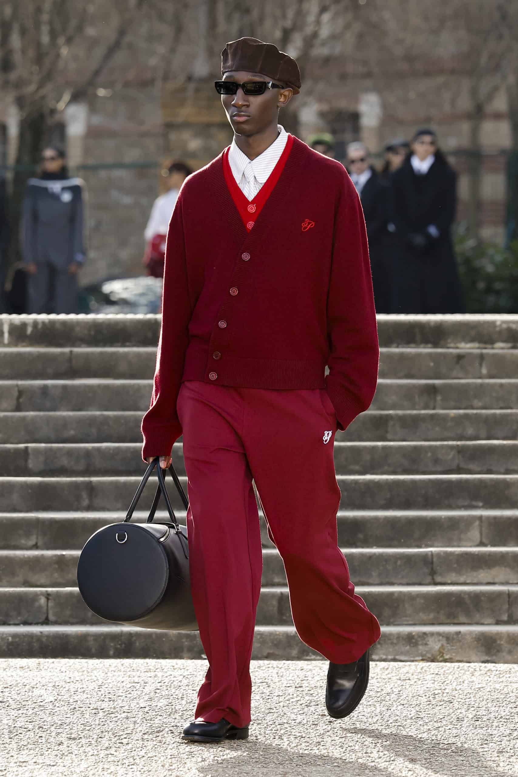 Model on the catwalk at the 3Paradis fashion show in Paris, Fall Winter 2026 Menswear Fashion Week, Runway Look #027